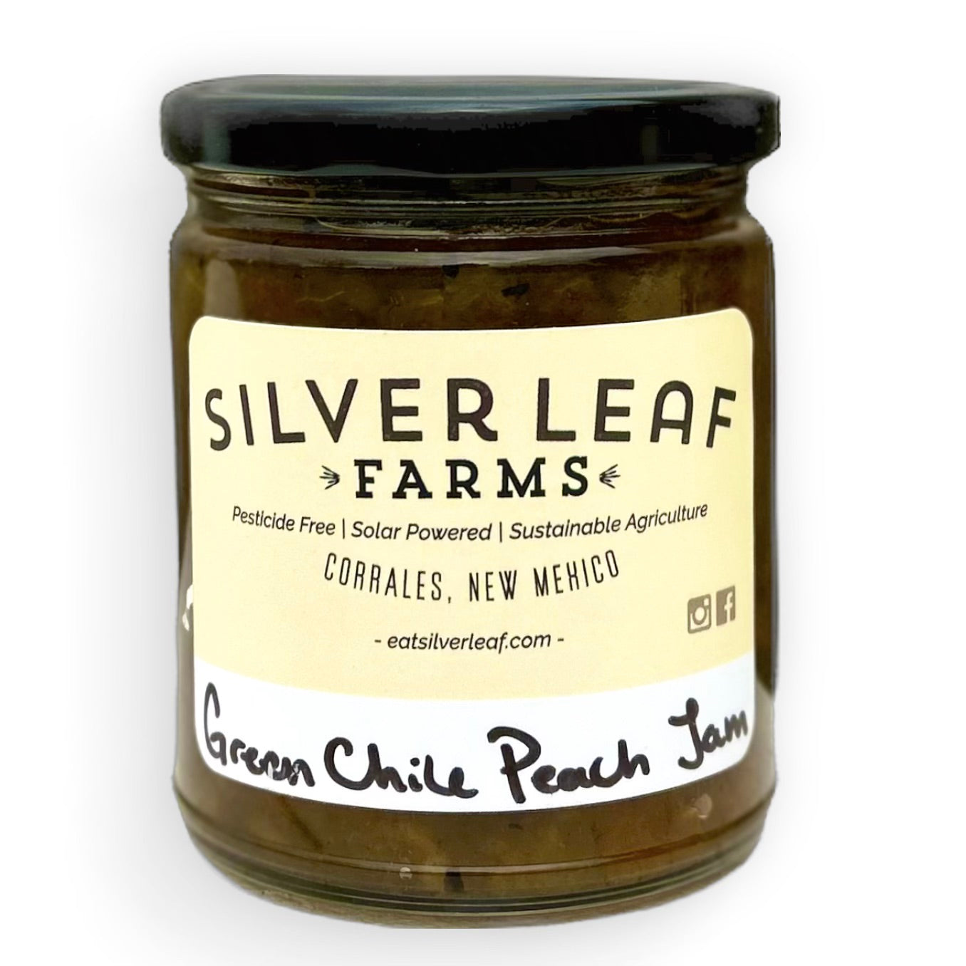 Jar of Silver Leaf Farms Green Chile Peach Jam