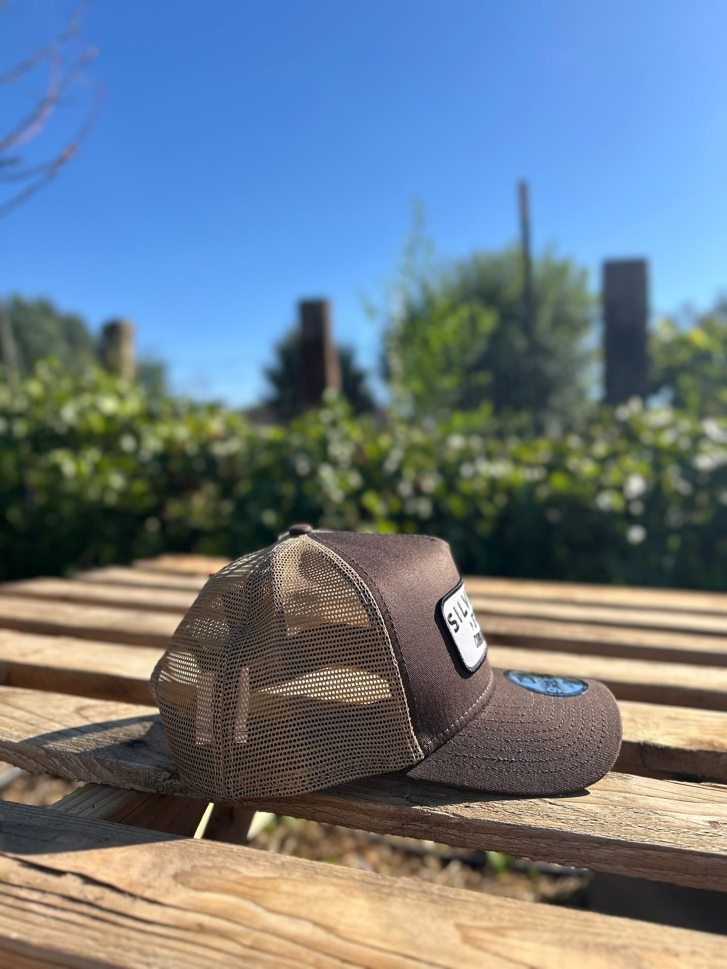 Trucker Hat with Silver Leaf Farms Patch